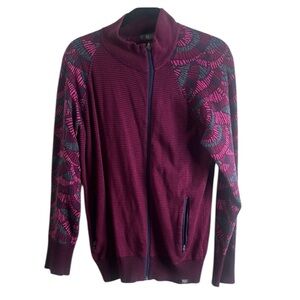 Title nine Burgundy and Pink Patterned Sweater zip up size L